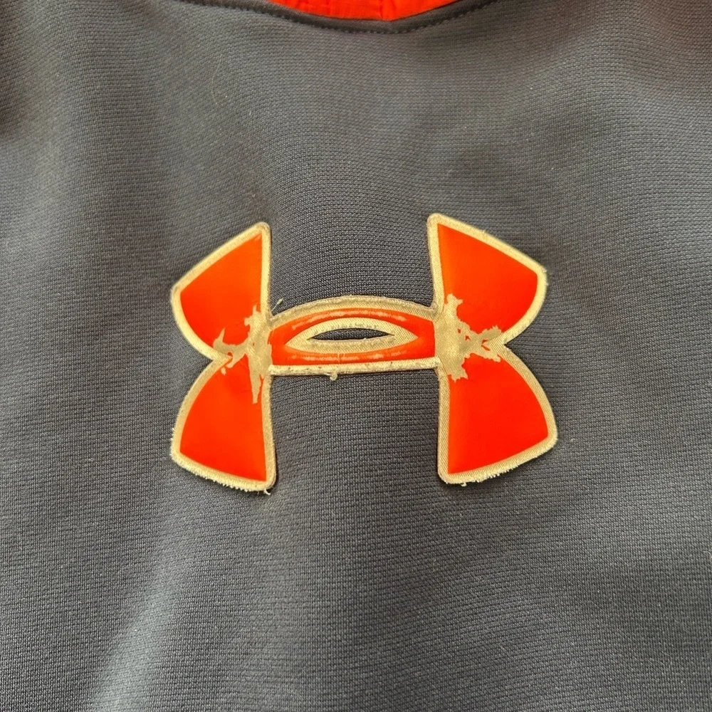 Under Armour Waterproof Blue & Orange Pullover Jacket Pockets Hood  Size M Youth